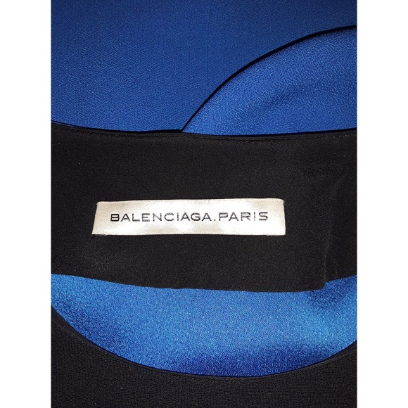 Balenciaga Sz 40 Vtg Draped Panel Colorblock Long Sleeve Dress Sz - Picture 6 of 8